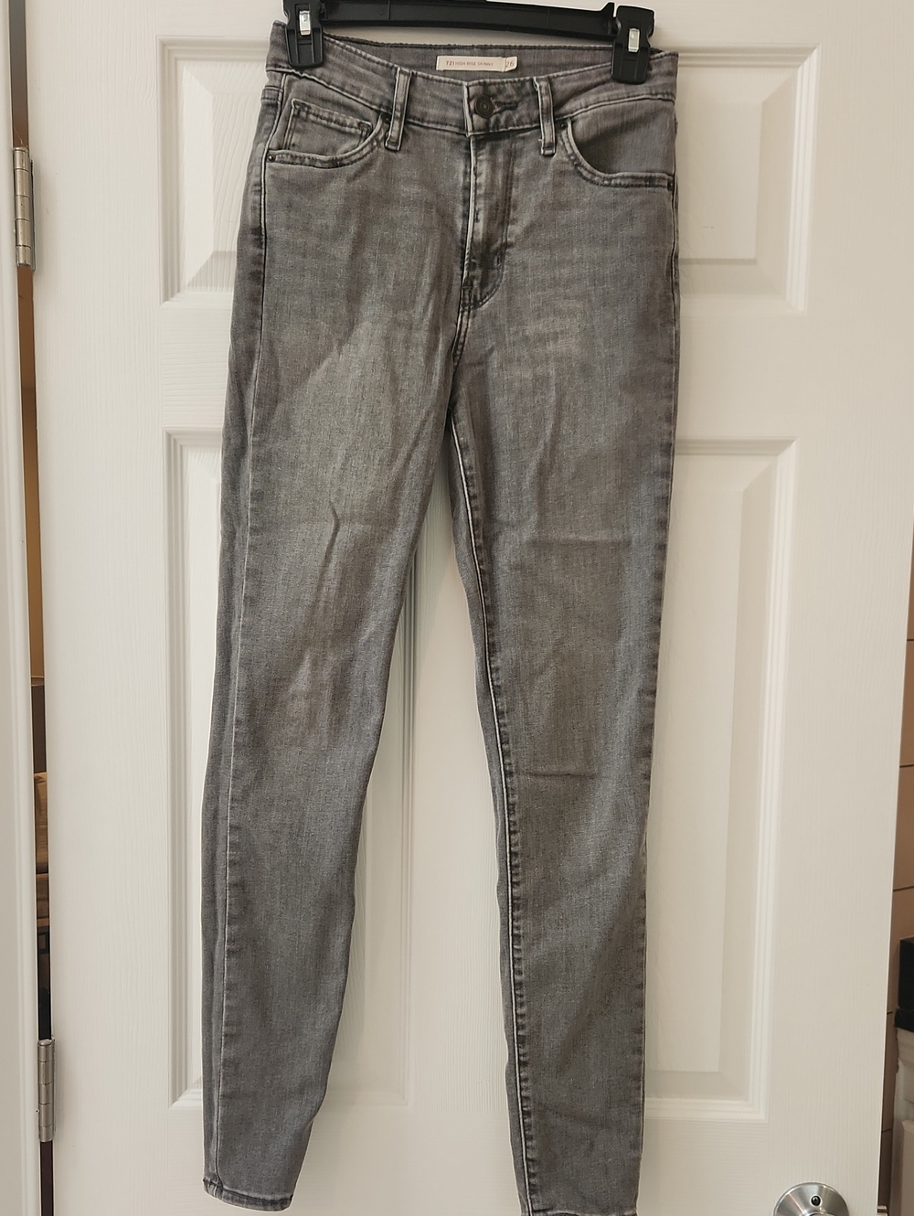 Levis 721 Gray Skinny High Rise Stretch Jeans Sz 26